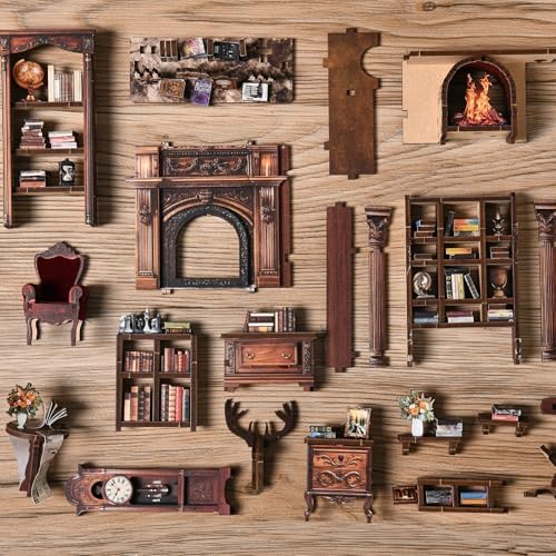 DIY Book Nook Kit, Wooden Miniature Booknook Kit with LED Light, 3D Wooden Bookend Model Building Kit, Handmade Book Nook Gift for Adults Teens Beginners【Micro Light Book Pavilion】 - Image 6