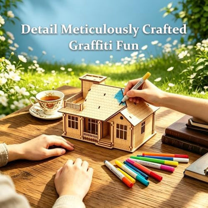 3D Wooden Puzzle for Adults, DIY Miniature Garden Villa Building One Layer - Image 5