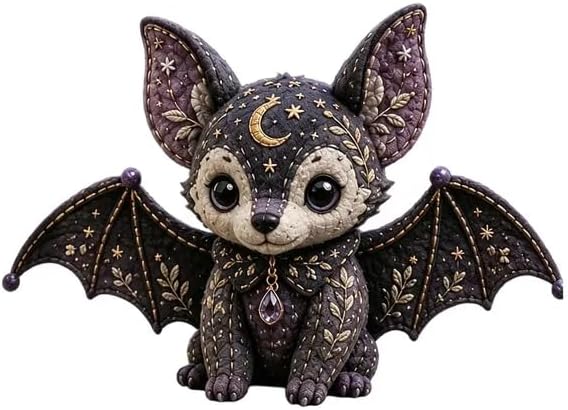 Forest DIY Patchwork Kit, DIY Fabric Animal Craft Kit, Forest Guardians Sewing Kit with Fabric & Accessories, Doll Making Set, Handmade Decor Ornament Gift for Craft Lovers (Bat) by Unknown
