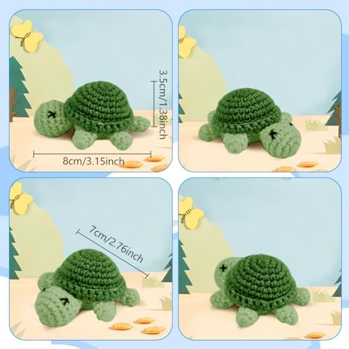 WEBEEDY 6 Sets Animal Crochet Kit for Beginners,DIY Turtle Keychain Knitting Kit for Adult with Step-by-Step Video Tutorials and Colorful Yarns,Hook,Accessories Christmas Decor Gifts - Image 3