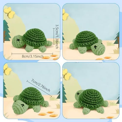 WEBEEDY 6 Sets Animal Crochet Kit for Beginners,DIY Turtle Keychain Knitting Kit for Adult with Step-by-Step Video Tutorials and Colorful Yarns,Hook,Accessories Christmas Decor Gifts - Image 3