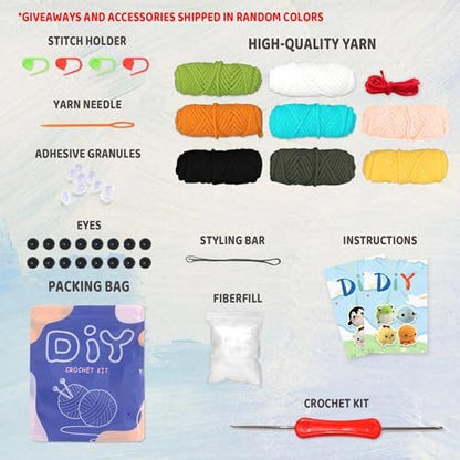 YAMAXIN Crochet Set for Beginners,for Complete Adults, Animal Crochet Hook Set for Beginners, Crochet Knitting Set with Video (8pcs Octopuses, Chickens, Frogs, Penguins, Whales, Bees) - Image 2