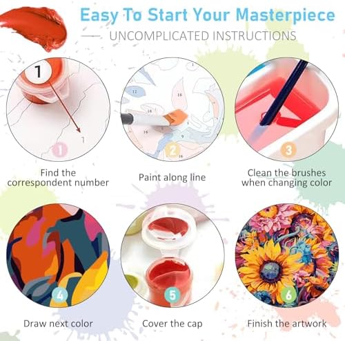 Paint by Numbers Kit for Adults, Sunflower DIY Acrylic Canvas Painting Set - Image 6