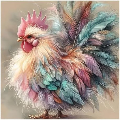 Rooster Paint by Numbers Kit for Adults, 16x16 inch by MANDUN