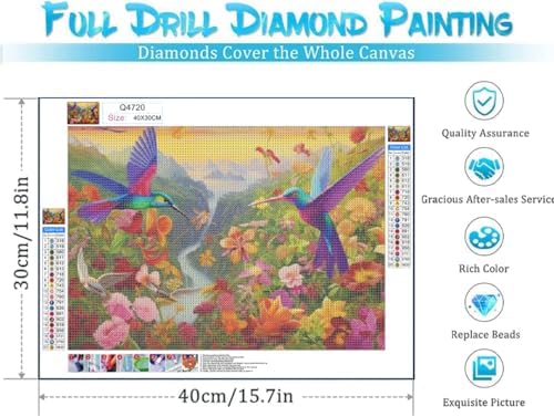 DOTSOPS 4 Pcs Hummingbird Diamond Painting Kits for Adults Round Full Drill - Image 2