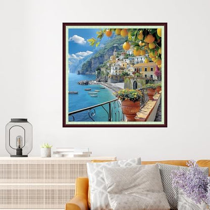Dooxvey Cross Stitch Kits for Adults Beginners,Full Range of Cross-Stitch Stamped Kits Needlepoint Kits for Beginners Embroidery Kits 11CT Cross Stitch Patterns-Seaside Scenery 18x18 inch - Image 2