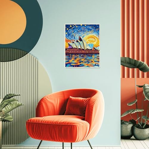 Sydney Opera House Paint by Numbers Kit for Adults Beginner Starry Night Oil Painting Kit Adult Paint by Number Kits on Canvas DIY Painting for Beginners Art by Numbers for Gifts Wall Decor 16x20 Inch - Image 3