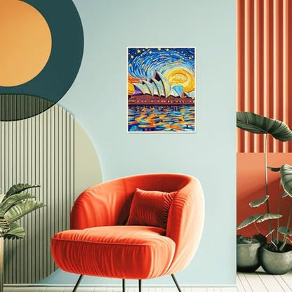Sydney Opera House Paint by Numbers Kit for Adults Beginner Starry Night Oil Painting Kit Adult Paint by Number Kits on Canvas DIY Painting for Beginners Art by Numbers for Gifts Wall Decor 16x20 Inch - Image 3