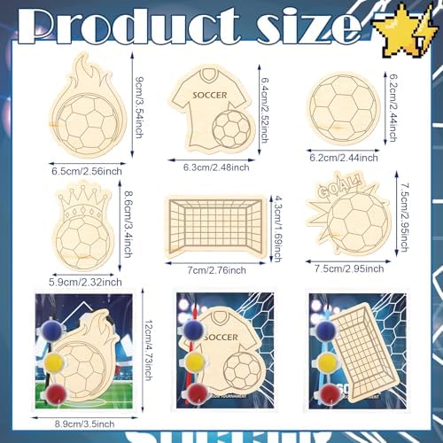 Chunful 24 Sets Soccer Party Favors Wooden Painting Crafts Kits - Image 2