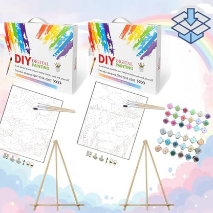 BAISITE Paint by Numbers Kit for Adults Beginners,12" Wx16 L 2 Pack Canvas for Painting Kits for Adults in Colorful Box 6970 Already Framed - Image 2
