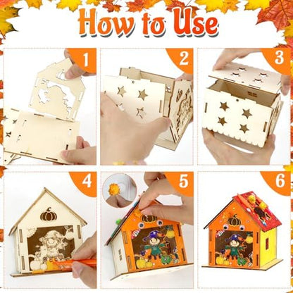 Fall Thanksgiving Crafts Wooden House for Adults, Painting Arts Kit Decor - Image 7
