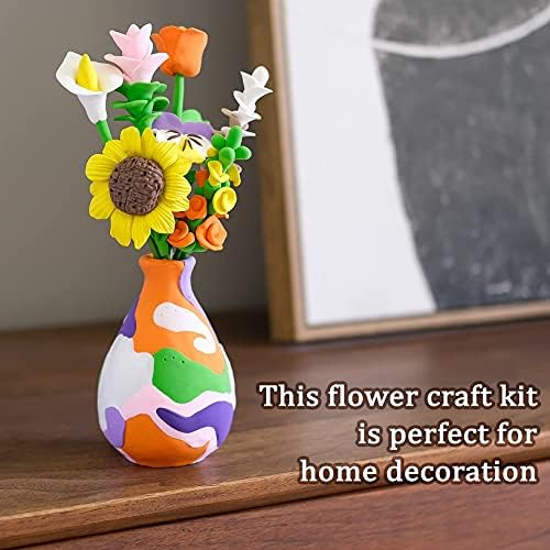 Drama Planet Flower Craft Kit for Kids, Make Your Own Flower Bouquet with Air Dry Clay, Arrange Clay Flowers & Create Personalized Art, Great Gifts for Girls - Image 5