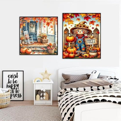 NEGEKFKX 2 Pack Fall Paint by Numbers Kit for Adults Beginner with Framed,Scarecrow Easy Adult Paint by Number Kits on Canvas DIY Painting for Beginners Art by Numbers for Home Wall Decor 10x12Inch - Image 7