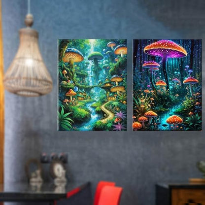 Lovepefe Mushroom Paint by Numbers Kit for Adults and Kids Beginner 2 Pack Mushrooms Forest Adult Paint by Number Kits On Canvas DIY Oil Painting Kits for Gift Wall Decor 12x16 Inch - Image 2
