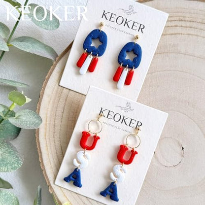 KEOKER Polymer Clay Texture Sheets, Stars Clay Texture Mat, Polymer Clay Earrings Tools on Independence Day or 4th of July, Like Polymer Clay Rollers, Great Work with Polymer Clay Cutters (Stars) - Image 4