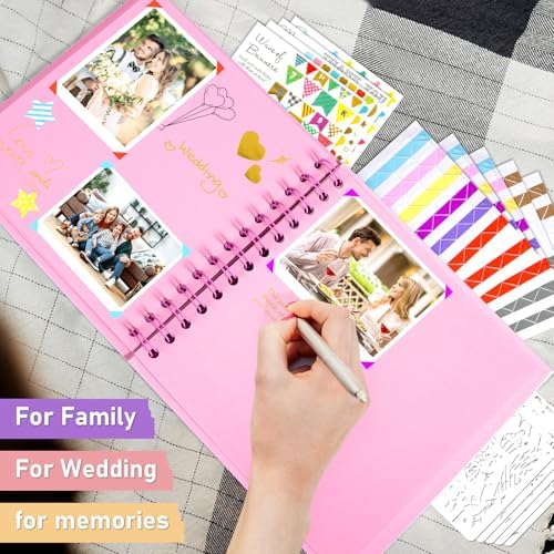 GOTIDEAL 8 x 8 Inch Scrapbook Album with Metallic Markers, Pink, 40 Pages - Image 5