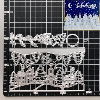 Scrapbooking Die-Cuts, Christmas Metal Cutting Dies for Card Making, Paper Craft Punch Template, Background Embossing Stencils, DIY Album Décor (Christmas Tree and Deer House-14x10.8cm) - Image 5