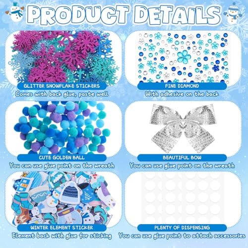 Moucuny 620/600 Pcs Christmas Winter Wreath Crafts, Polar, Bright - Image 5
