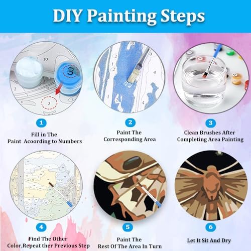 Artunion Framed Paint by Numbers Kit for Adults Beginners & Kids Ages 8-12,Butterfly Moth Paint by Number with Frame,Moon Flower Paint by Numbers Kit on Canvas 10 * 10 Inch Without Easel - Image 6