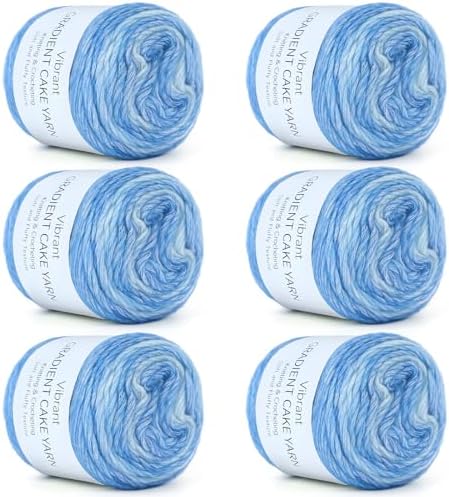 Aeelike Cake Yarn for Crocheting, Soft Ombre Crochet Yarn, Light Blue by Aeelikescrochetworld