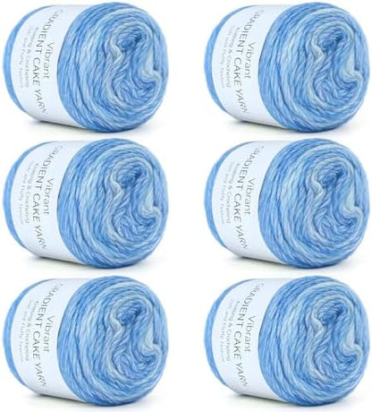 Aeelike Cake Yarn for Crocheting, Soft Ombre Crochet Yarn, Light Blue by Aeelikescrochetworld