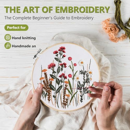 Santune 3 Pack Embroidery Kit for Beginners, Needlepoint Cross Stitch Kits for Adults,Needle Point Sets with Stamped Wild Flower Pattern Stitch Video Tutorial - Image 2