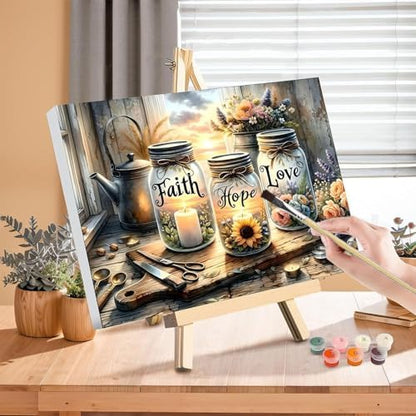 xackcme Faith, Hope, Love Paint by Numbers for Adults with Framed Canvas - Image 3