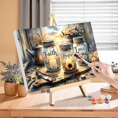 xackcme Faith, Hope, Love Paint by Numbers for Adults with Framed Canvas - Image 3
