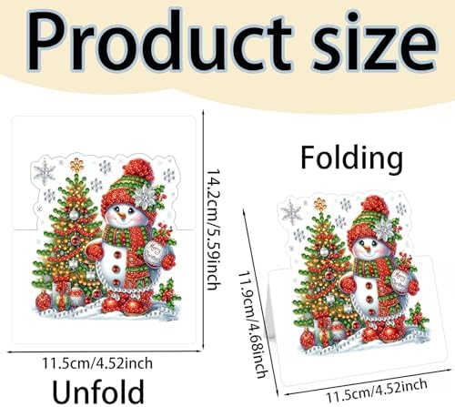 6 Packs Snowman DIY Diamond Art Greeting Cards with Envelopes Special Shaped 3D Fold Rhinestone Painting Card Handmade Gem Dots Art Kit for Beginner Adult Birthday Holiday Blessing Gift - Image 7