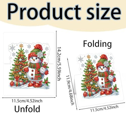 6 Packs Snowman DIY Diamond Art Greeting Cards with Envelopes Special Shaped 3D Fold Rhinestone Painting Card Handmade Gem Dots Art Kit for Beginner Adult Birthday Holiday Blessing Gift - Image 7