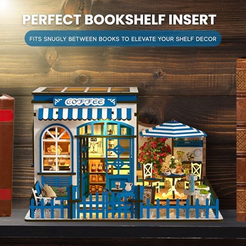 DIY Book Nook Kit LED 3D Puzzle - Santorini Sun Coffee Shop - Image 3