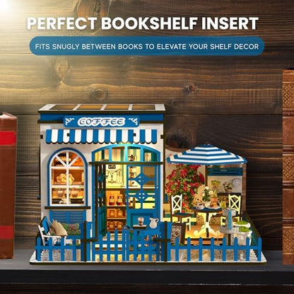 DIY Book Nook Kit LED 3D Puzzle - Santorini Sun Coffee Shop - Image 3