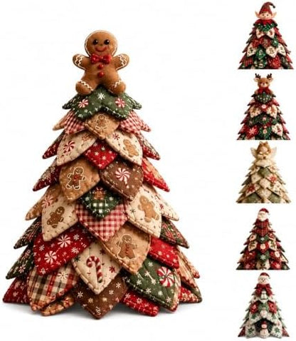 DIY Halloween Christmas Quilted Fabric Tree Kit, 3D Padded Patchwork Sewing Craft Kit for Beginners, Home Office Mantel Shelf Tabletop Decor, Handmade Holiday Gift for Craft Lovers (Christmas #D) by Muhubaih