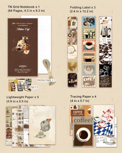 YagCu Coffee Scrapbook Kit, Vintage Junk Journal Supplies for Adults - Image 5