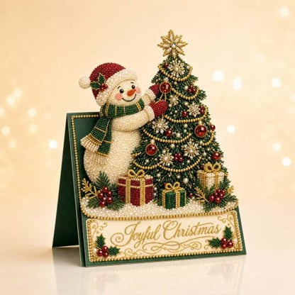 DIY Diamond Painting Greeting Cards - snowman 3D Pearl Art Christmas Party Cards, 6 Pcs Set with Envelopes, Handmade Holiday Craft Gift for Family & Friends - Image 4