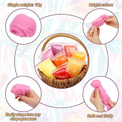 Wonvoc Needle Felting Wool 2.82oz /80g, 8 Colors Wool Roving (Summer) - Image 4
