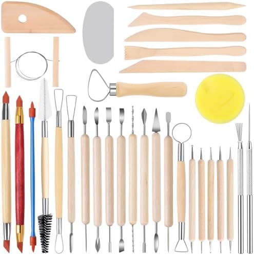 Tovotum Pottery Sculpting Tools 32PCS Ceramic Clay Carving Tools Set by Tovotum