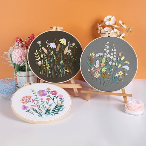GLTAYLMY 3 Pack Embroidery Starter Kit for Beginners Stamped Cross Stitch Kits with Cute Flowers and Plants Patterns with 1 Embroidery Hoop and Color Threads for Adults - Image 6