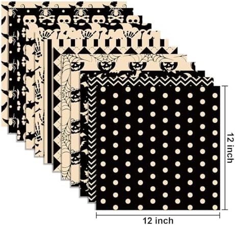 24 Sheets Halloween Pattern Paper Set, 11.8"x11.8" Scrapbooking Supplies Paper Spider Pumpkin Bat Plaid Stripe Dot Origami Paper - 12 Styles - Image 2