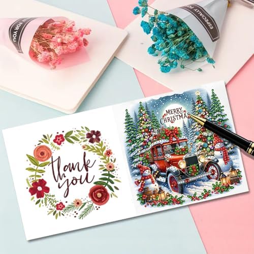 6pcs DIY Diamond Art Painting Christmas Greeting Cards Set Vintage Truck - Image 5