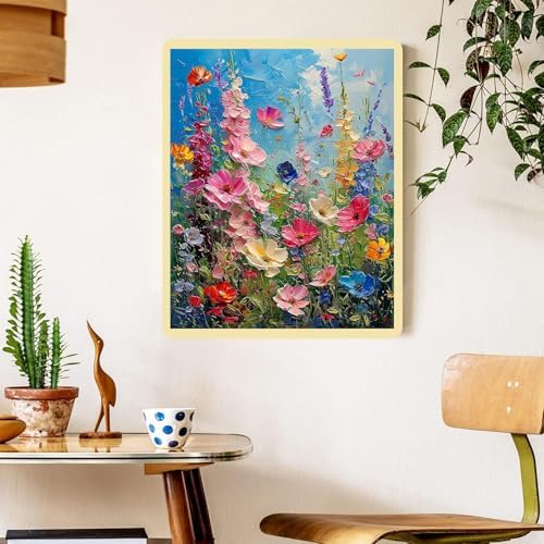 Flower Paint by Numbers for Adults with Framed Canvas - with Wooden Easel - Image 4
