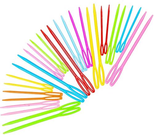 Hekisn Large-Eye Plastic Sewing Needles, Colorful Safety Lacing Needles, 3 Different Sizes Yarn Sewing Needle, Learning Needles for DIY Sewing Handmade Crafts 3.5 & 2.76 & 2.1 inch (30 Pieces) by Unknown