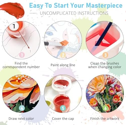 Paint by Numbers Kit for Adults, Cactus DIY Acrylic Canvas Painting Set - Image 6