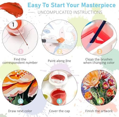 Paint by Numbers Kit for Adults, Cactus DIY Acrylic Canvas Painting Set - Image 6