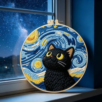 BEUNITONE 2 Pcs Cat & Starry Sky Punch Needle Kits for Adults Beginner - Image 5