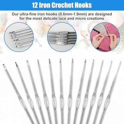 MECHEER Crochet Hooks Set, 54 Pack Crochet Needles Set Crochet Kits for Beginners, Ergonomic Crochet Hooks Kit with Storage Case, Knitting Needles, Hand Craft Knitting Accessories for Crocheters - Image 4