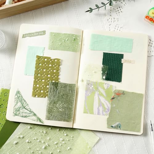 50 Sheets Green Scrapbook Paper, Textured Scrapbook Papers & Mesh Fabric - Image 5