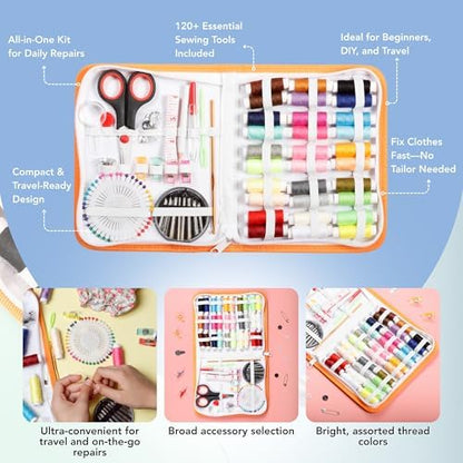 Incraftables Sewing Kit – 75+ Piece Travel & Crafting Set with Scissors, Colored Threads, Measuring Tape, Needles & More in a Zippered Nylon Case - Image 3