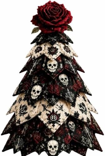 Quilted Christmas Tree Kit – Pre-Cut Fabric & Foam Cone DIY Tabletop Decoration with Tree Topper, No-Sew Holiday Craft Kit for Adults & Kids, Christmas Tree Decorations for Home, Party & Gifts (set5) by Unknown