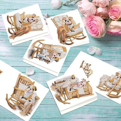 Tontut 6pcs Diamond Painting Kit Greeting Card, Sofa Puppy 5D DIY Diamond Handmade Holiday Greeting Card with Envelope, Christmas Gift Congratulation - Image 5